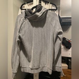 Maison Scotch double hooded Harringbone hoodie with asymmetric zip